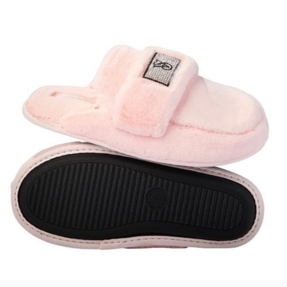 Victoria's Secret  bling rhinestones  pink faux fur slippers